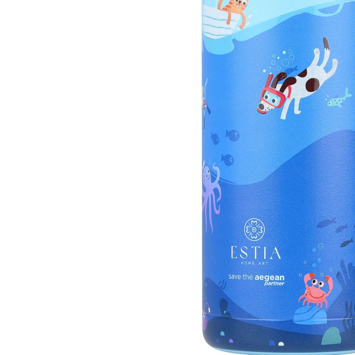 Estia Wonder Bottle Παιδικό Παγούρι Θερμός Ανοξείδωτο με Καλαμάκι Non Spill Ocean Play 500ml Πολύχρωμο