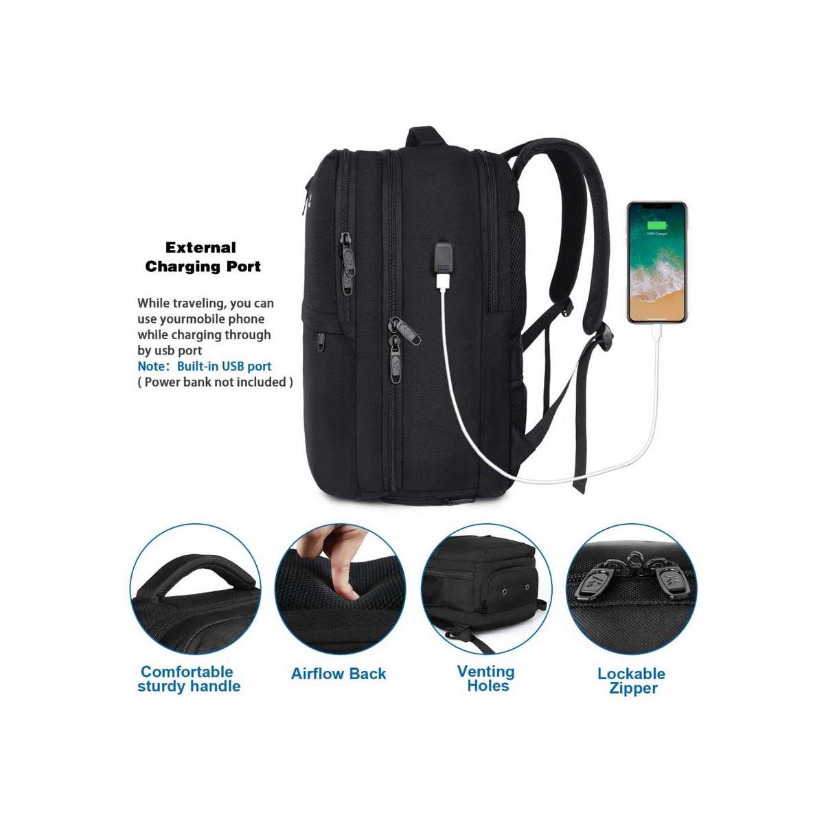Matein Backpack Αδιάβροχο 40lt Μαύρο 1197 