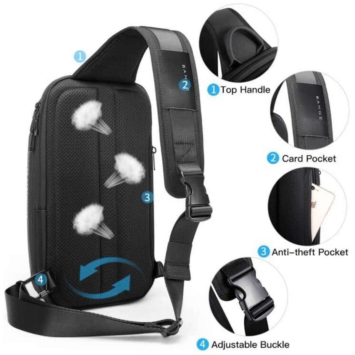 Τσαντάκι ώμου χιαστί crossbody Bange 7566 Μαύρο