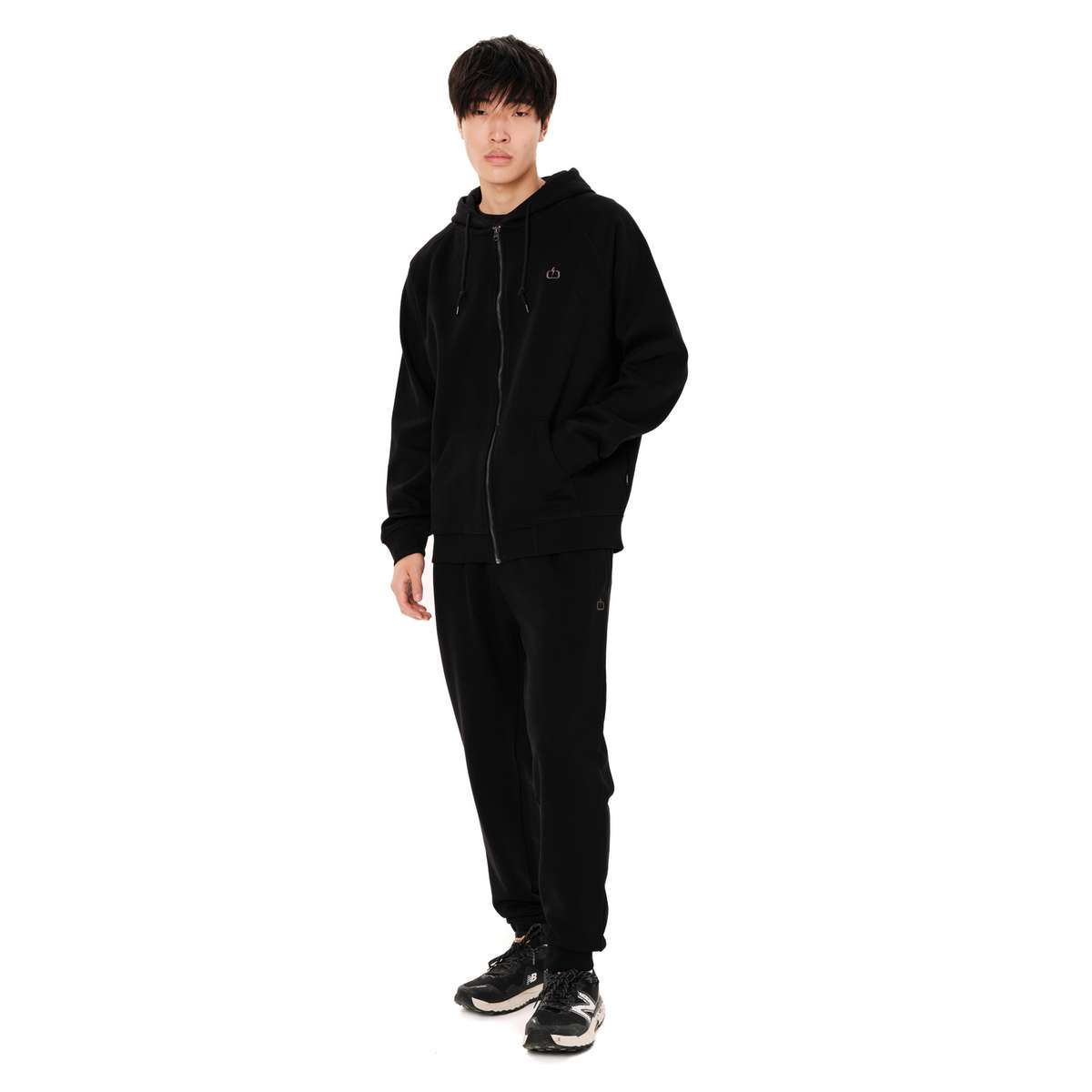 EMERSON MEN’S REGULAR FIT COTTON FULL ZIP HOODIE 262.EM21.89 BLACK