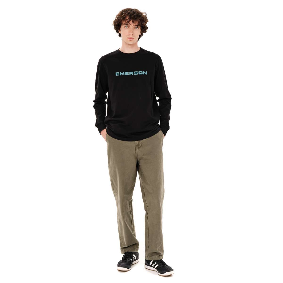 EMERSON MEN’S REGULAR FIT COTTON LONG SLEEVE TEE 262.EM31.01 BLACK