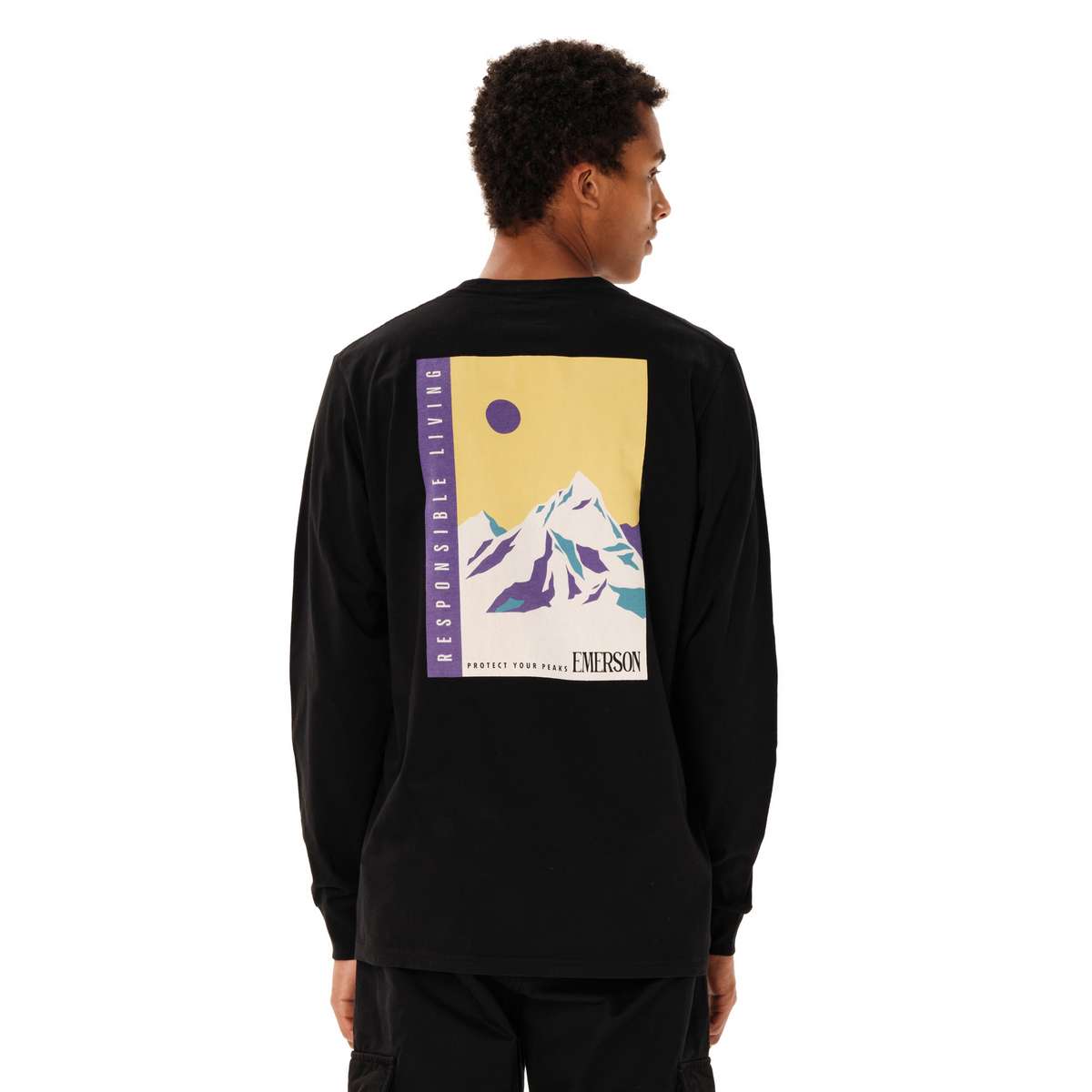 EMERSON ΄΄RESPONSIBLE LIVING΄΄ MEN’S REGULAR FIT COTTON LONG SLEEVE TEE BLACK - Μαύρο - M