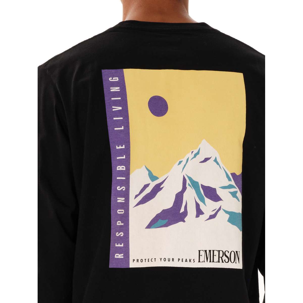 EMERSON ΄΄RESPONSIBLE LIVING΄΄ MEN’S REGULAR FIT COTTON LONG SLEEVE TEE BLACK - Μαύρο - M