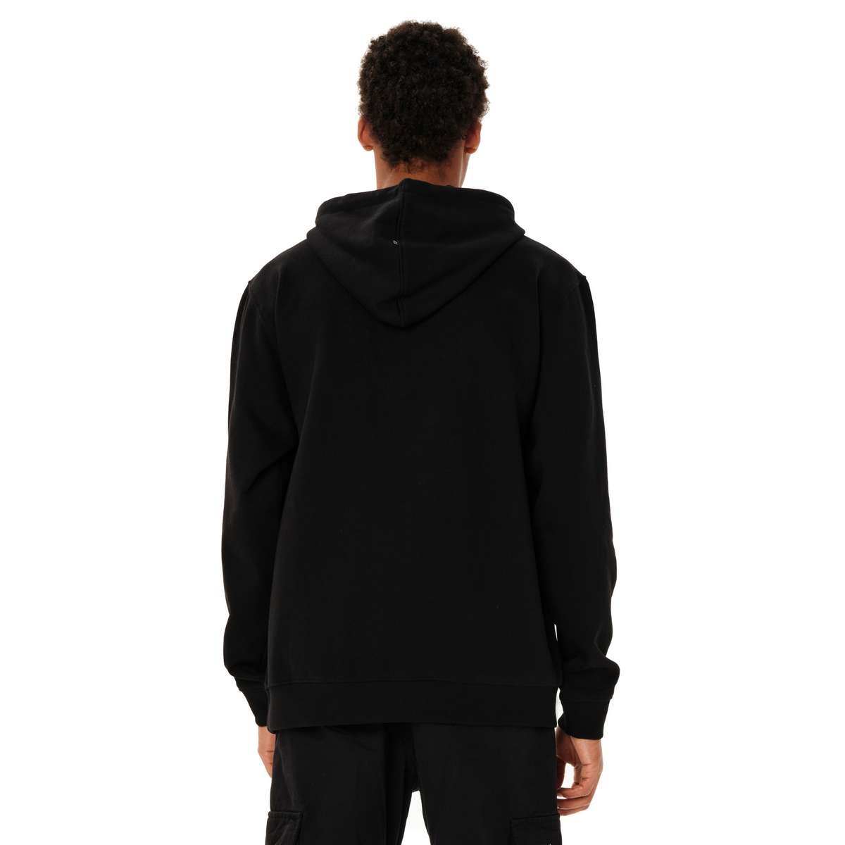 EMERSON LOGO MEN’S REGULAR FIT COTTON PULLOVER HOODIE BLACK