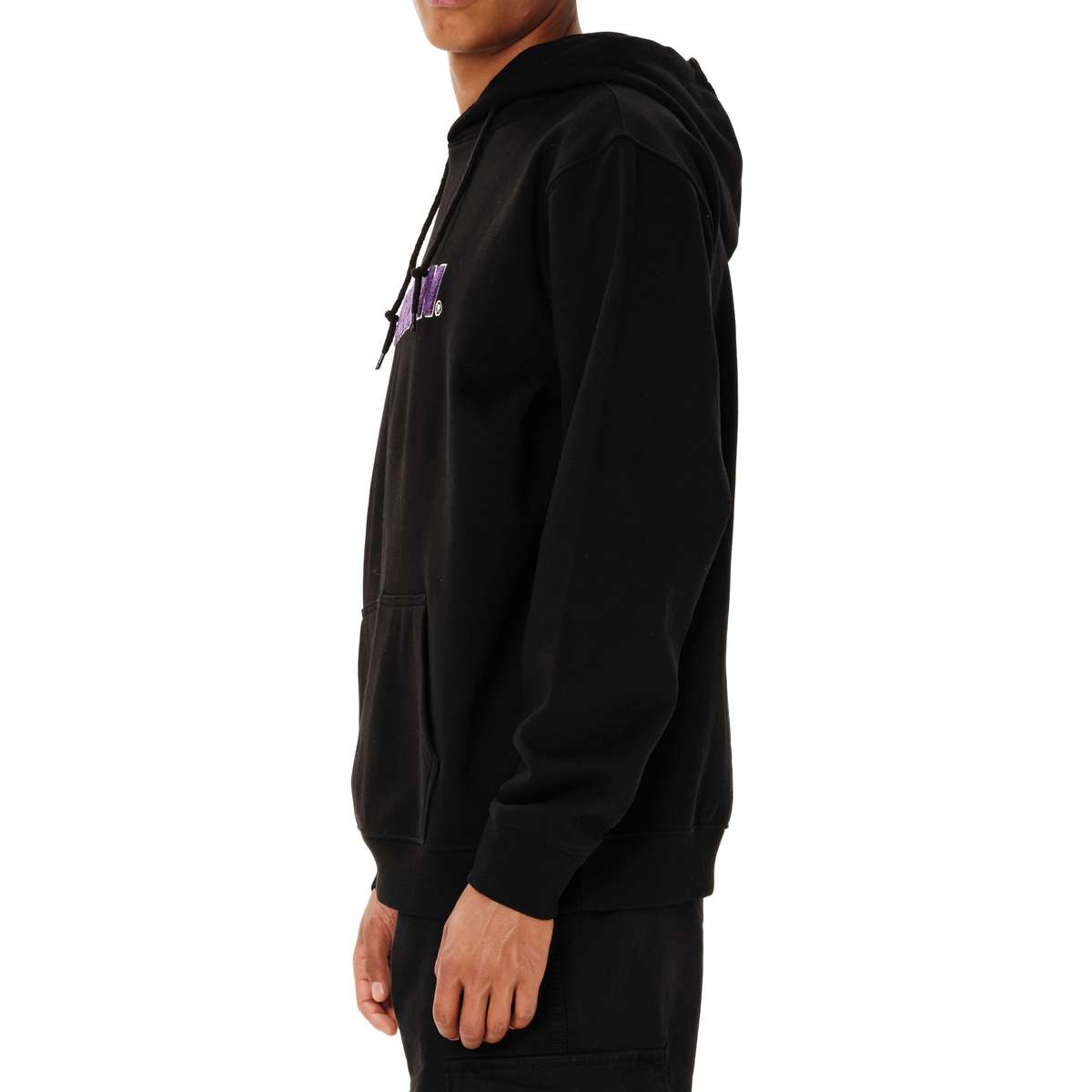 EMERSON LOGO MEN’S REGULAR FIT COTTON PULLOVER HOODIE BLACK