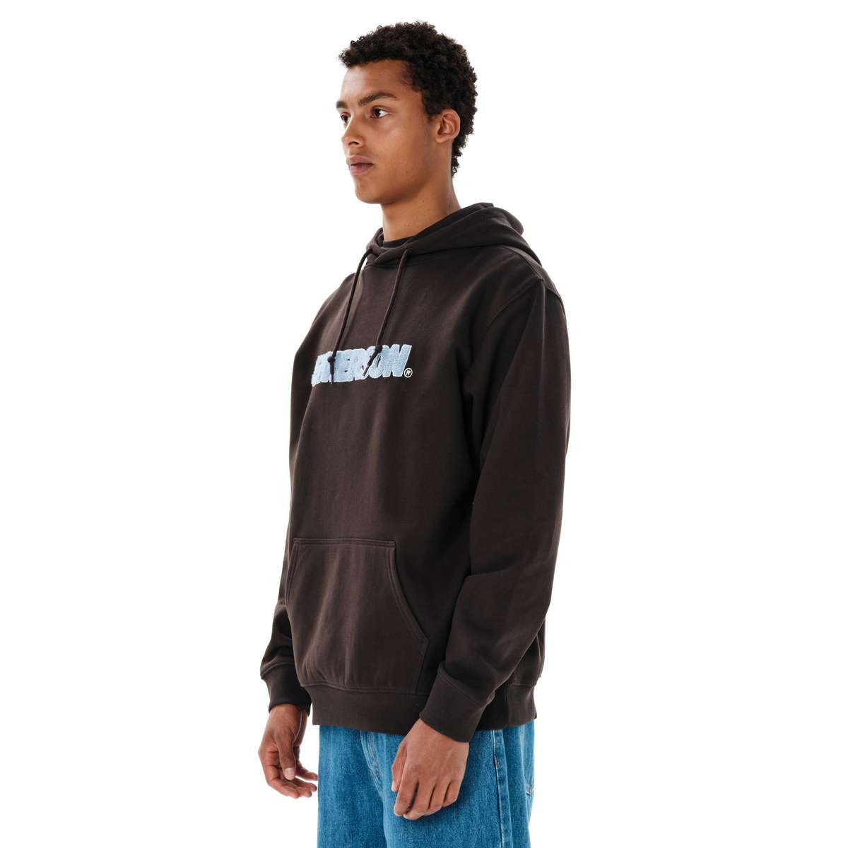 EMERSON LOGO MEN’S REGULAR FIT COTTON PULLOVER HOODIE COFFEE BROWN