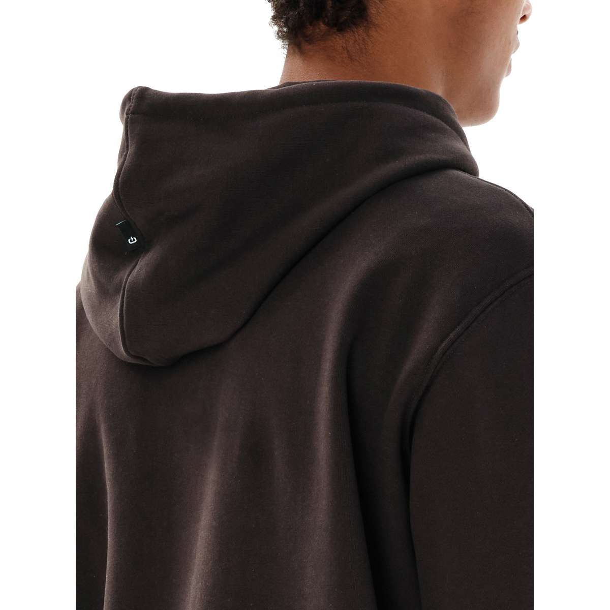 EMERSON LOGO MEN’S REGULAR FIT COTTON PULLOVER HOODIE COFFEE BROWN