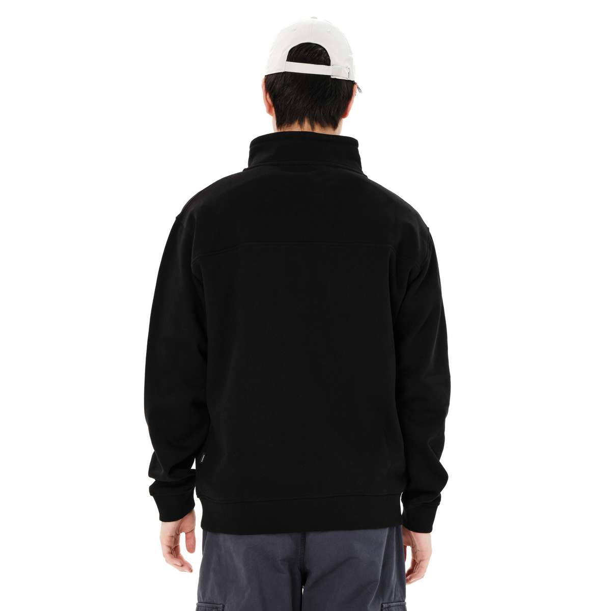 EMERSON MEN’S REGULAR FIT COTTON LOGO HALF-ZIP HOODIE BLACK