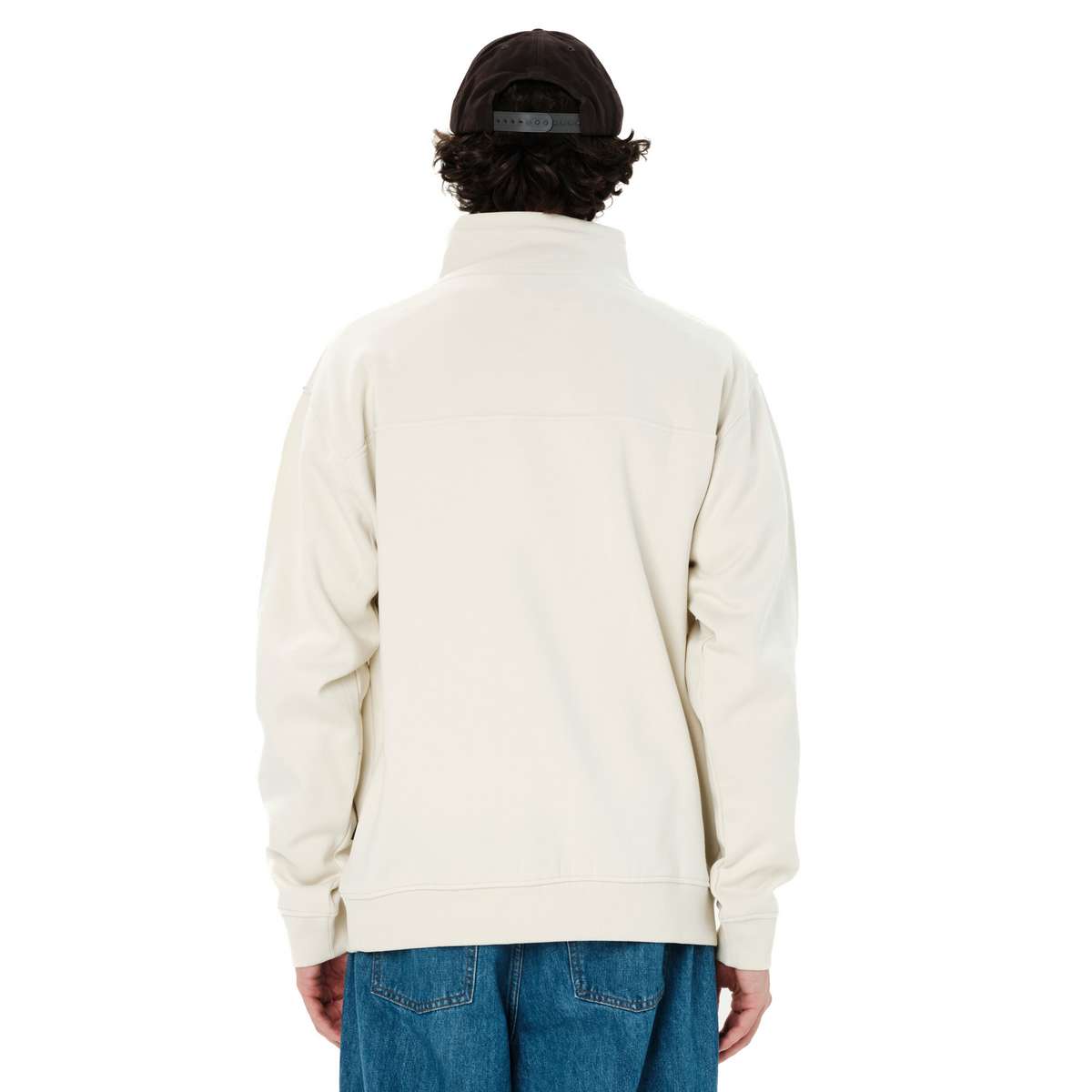 EMERSON MEN’S REGULAR FIT COTTON LOGO HALF-ZIP HOODIE CLAY WHITE