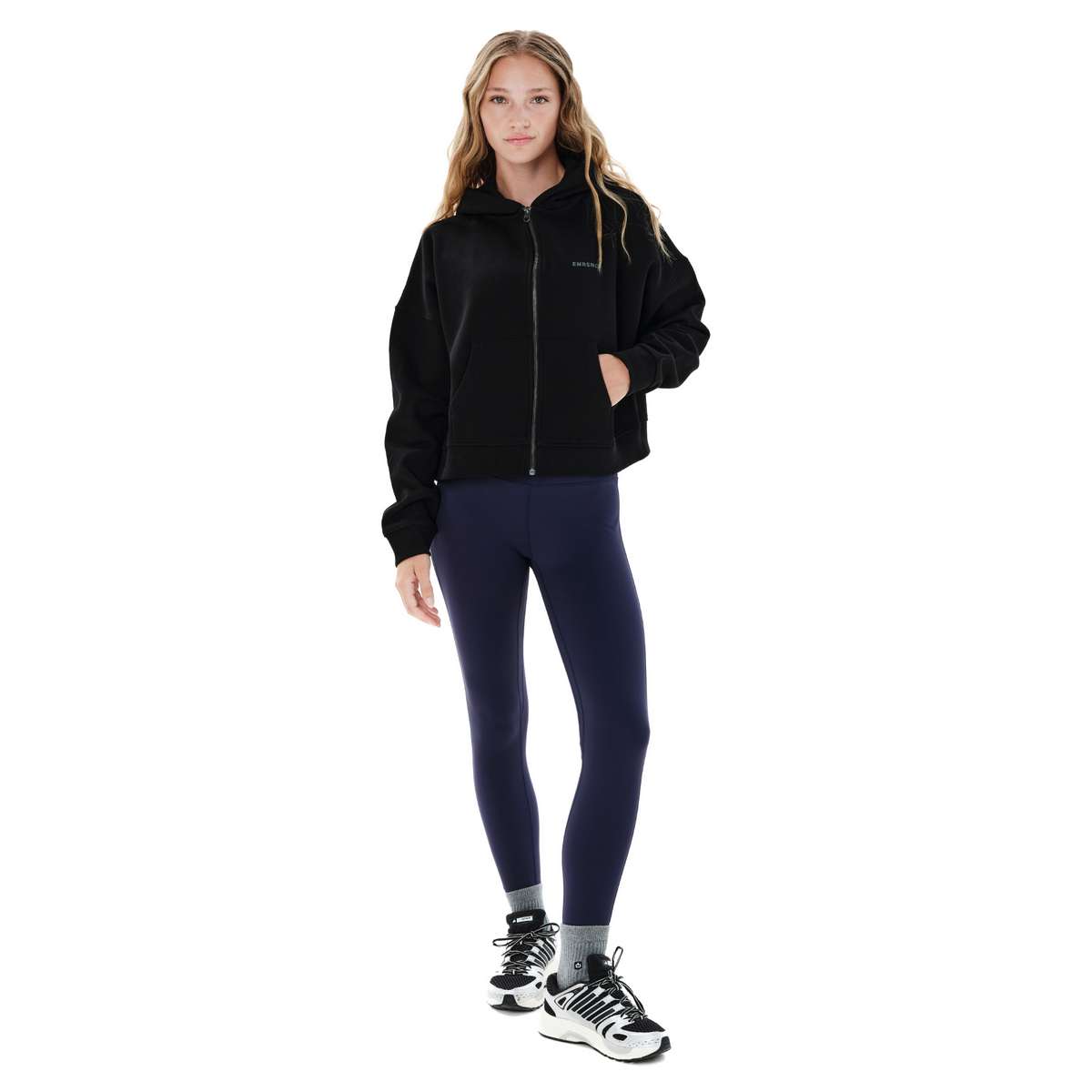 EMERSON ΓΥΝΑΙΚΕΙΟ CROP ΦΟΥΤΕΡ ΜΕ ΦΕΡΜΟΥΑΡ ΚΑΙ ΚΟΥΚΟΥΛΑ BLACK - Μαύρο - L