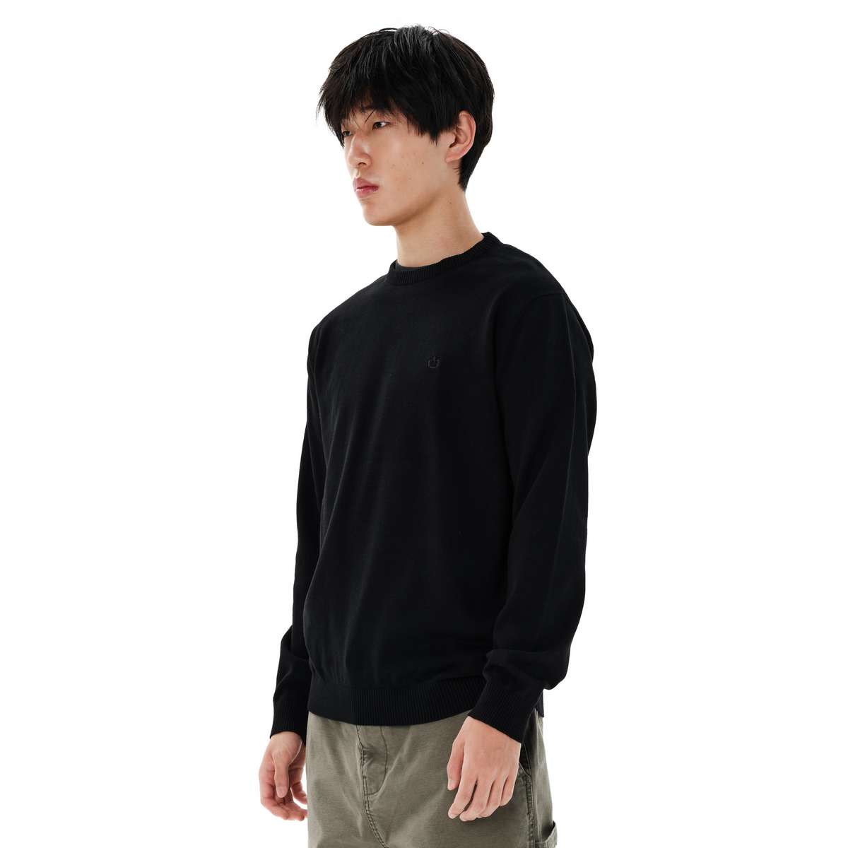 EMERSON MEN’S REGULAR FIT COTTON KNIT SWEATER BLACK