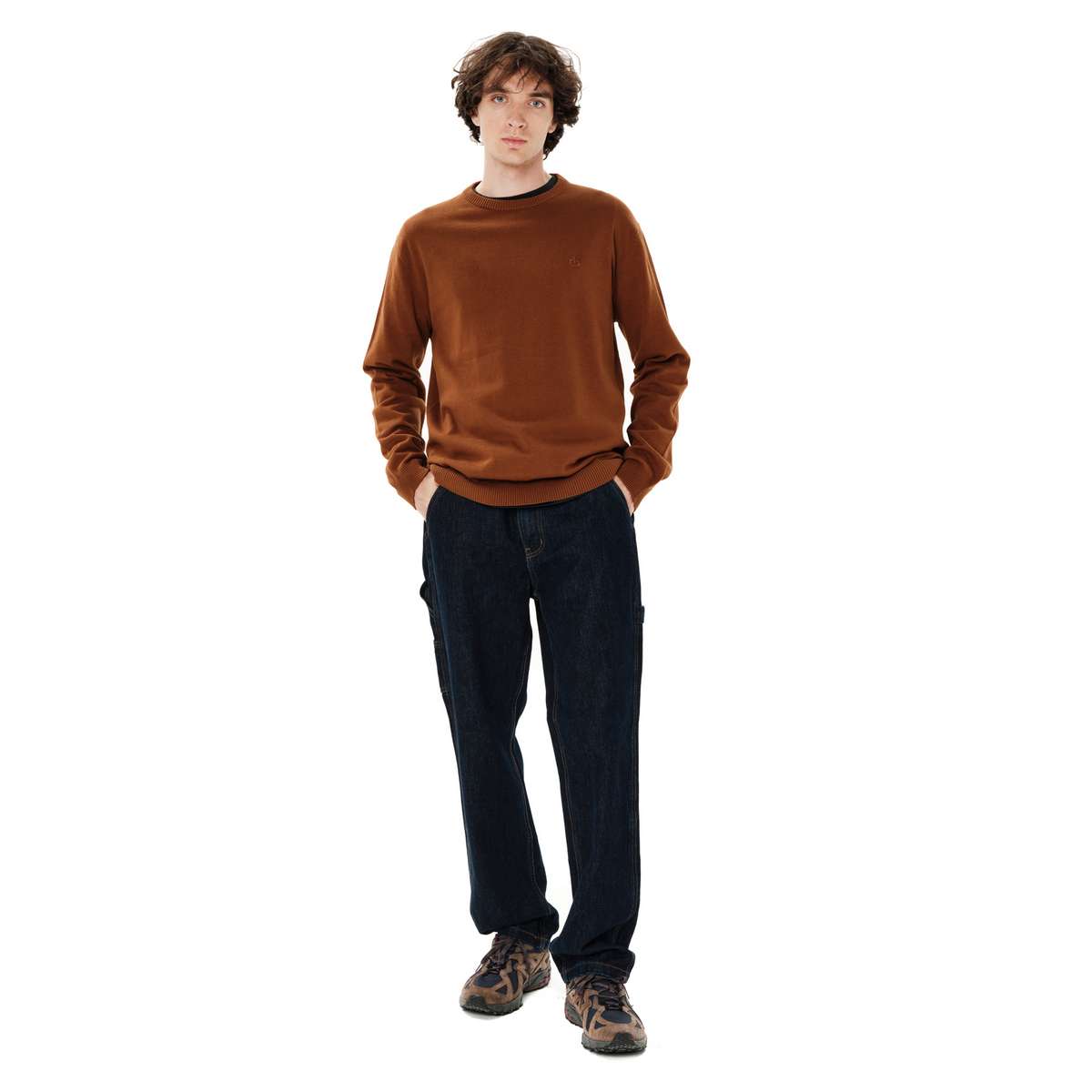 EMERSON MEN’S REGULAR FIT COTTON KNIT SWEATER CAMEL