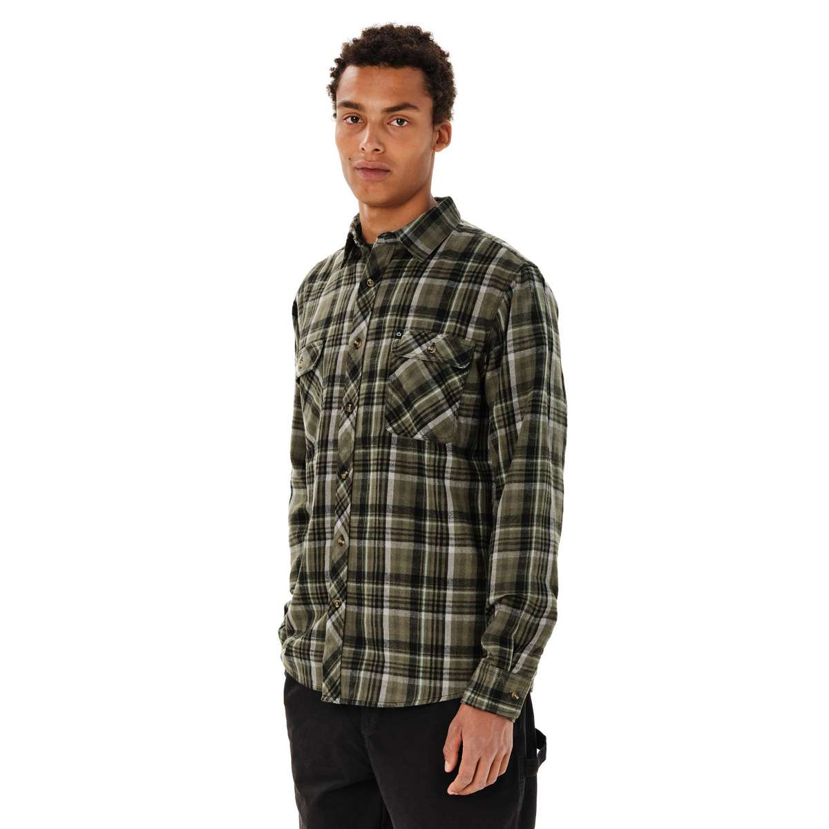 EMERSON MEN’S CHECKERED FLANNEL SHIRT REGULAR FIT OLIVE/PINE