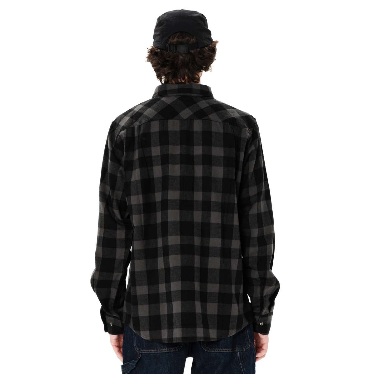 EMERSON MEN’S CHECKERED FLANNEL SHIRT REGULAR FIT PINE GREY/BLACK