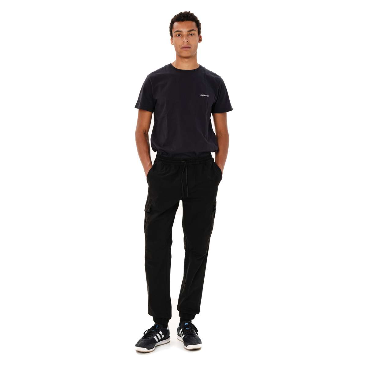 EMERSON MEN’S ELASTICATED WAIST CUFFED CARGO PANTS BLACK - Μαύρο - M