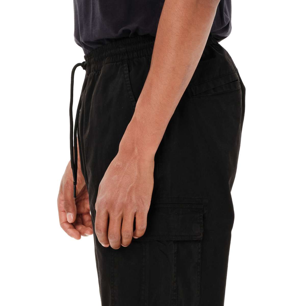 EMERSON MEN’S ELASTICATED WAIST CUFFED CARGO PANTS BLACK - Μαύρο - M