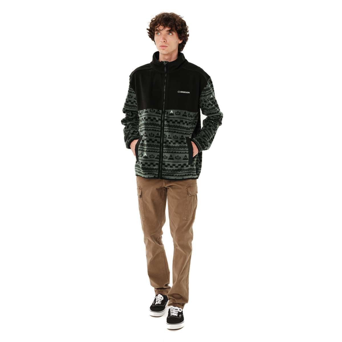 EMERSON MEN’S FULL ZIP FLEECE PR630 FOREST GREEN/BLACK