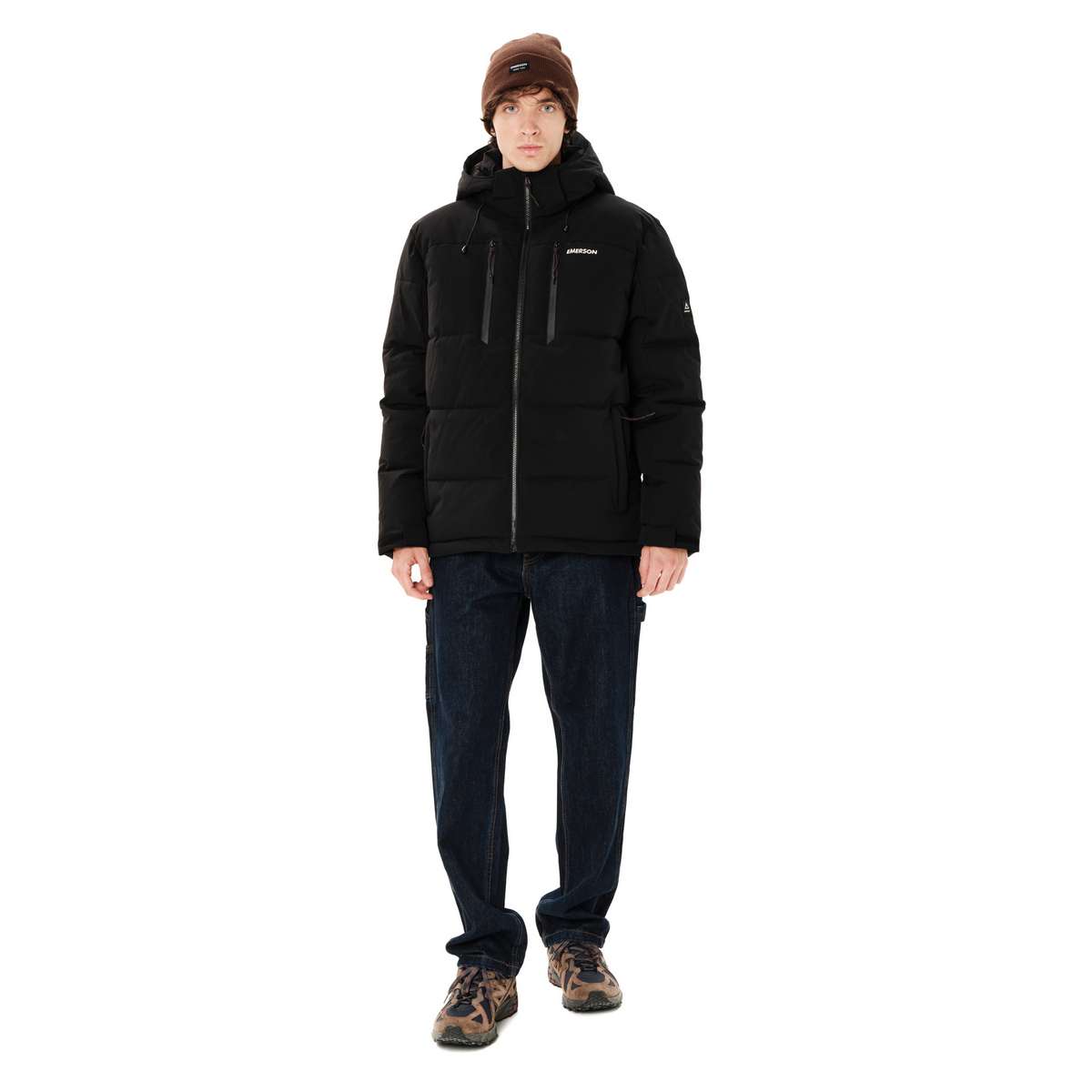 EMERSON MEN΄S PUFFER JACKET WITH DETACHABLE HOOD POLYESTER BLACK