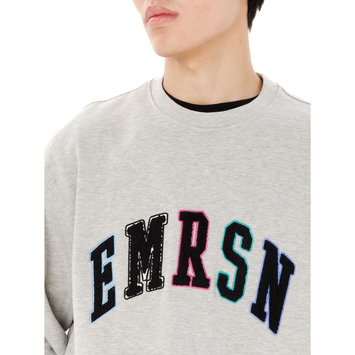 EMERSON MEN’S CLASSIC CREW NECK SWEATSHIRT REGULAR FIT COTTON GREY