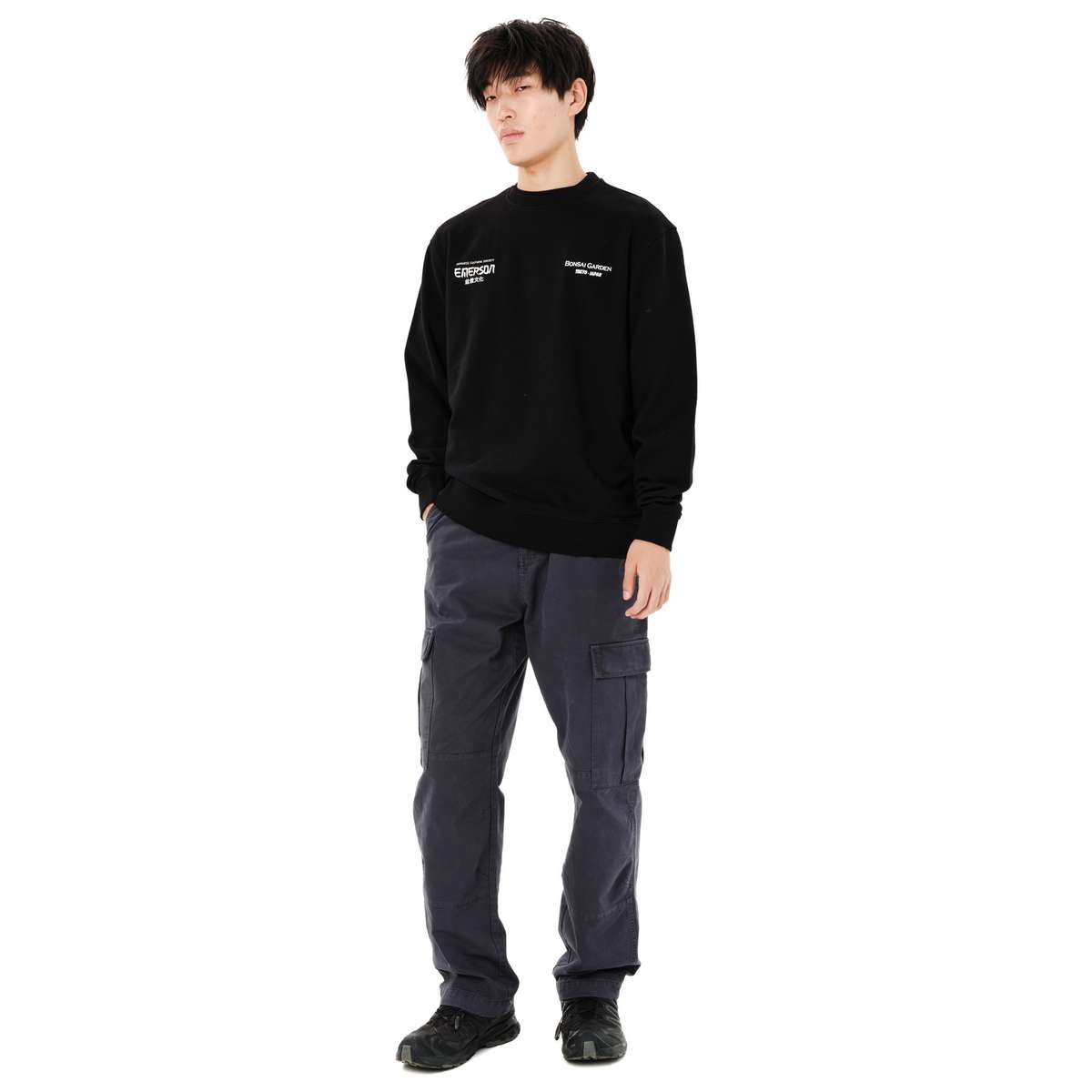 EMERSON MEN’S ΄΄JAPANESE CULTURAL SOCIETY΄΄ CREW NECK SWEATSHIRT BLACK