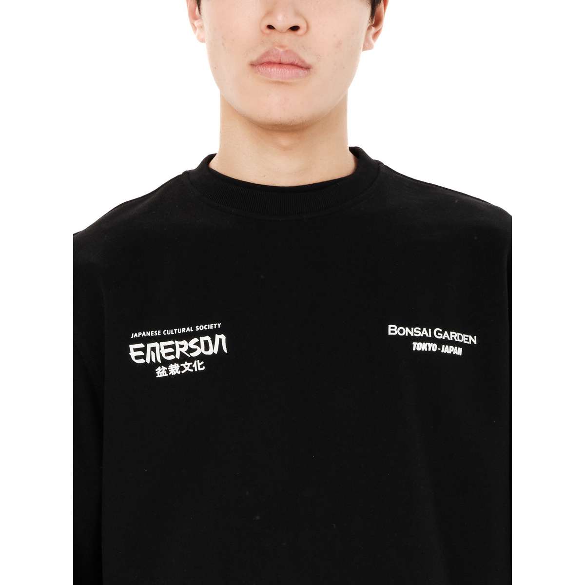EMERSON MEN’S ΄΄JAPANESE CULTURAL SOCIETY΄΄ CREW NECK SWEATSHIRT BLACK