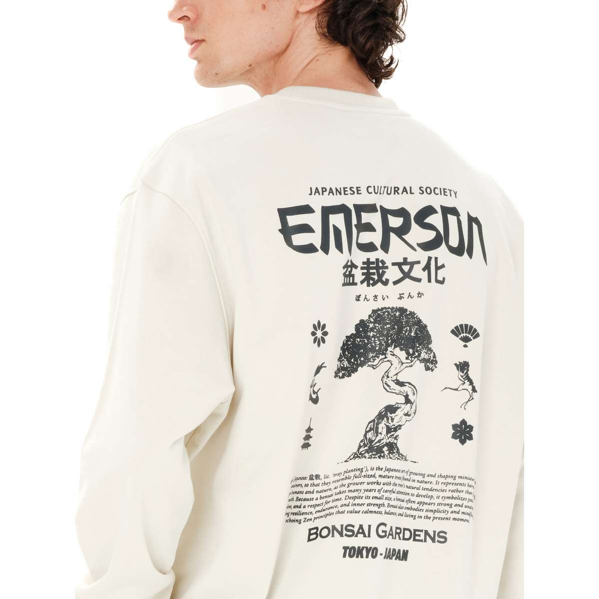 EMERSON MEN’S ΄΄JAPANESE CULTURAL SOCIETY΄΄ CREW NECK SWEATSHIRT CLAY WHITE - Λευκό - XXL