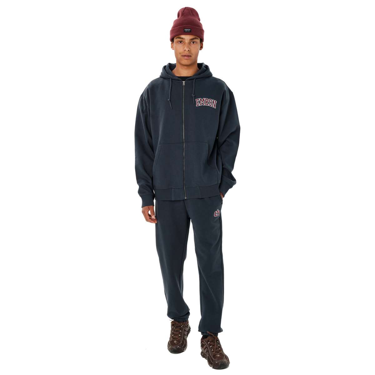 EMERSON MEN’S FULL ZIP HOODIE RELAXED FIT COTTON TEAL BLUE - Πράσινο - S