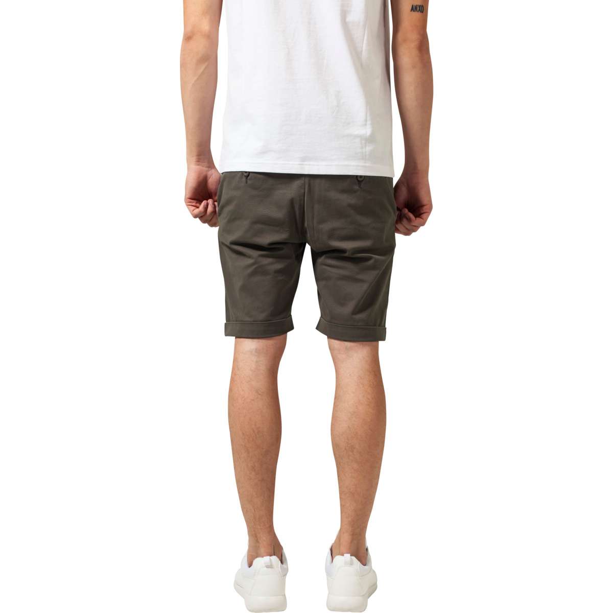 URBAN CLASSICS MEN’S REGULAR FIT COTTON STRETCH TURNUP CHINO SHORTS TB1264 DARK OLIVE
