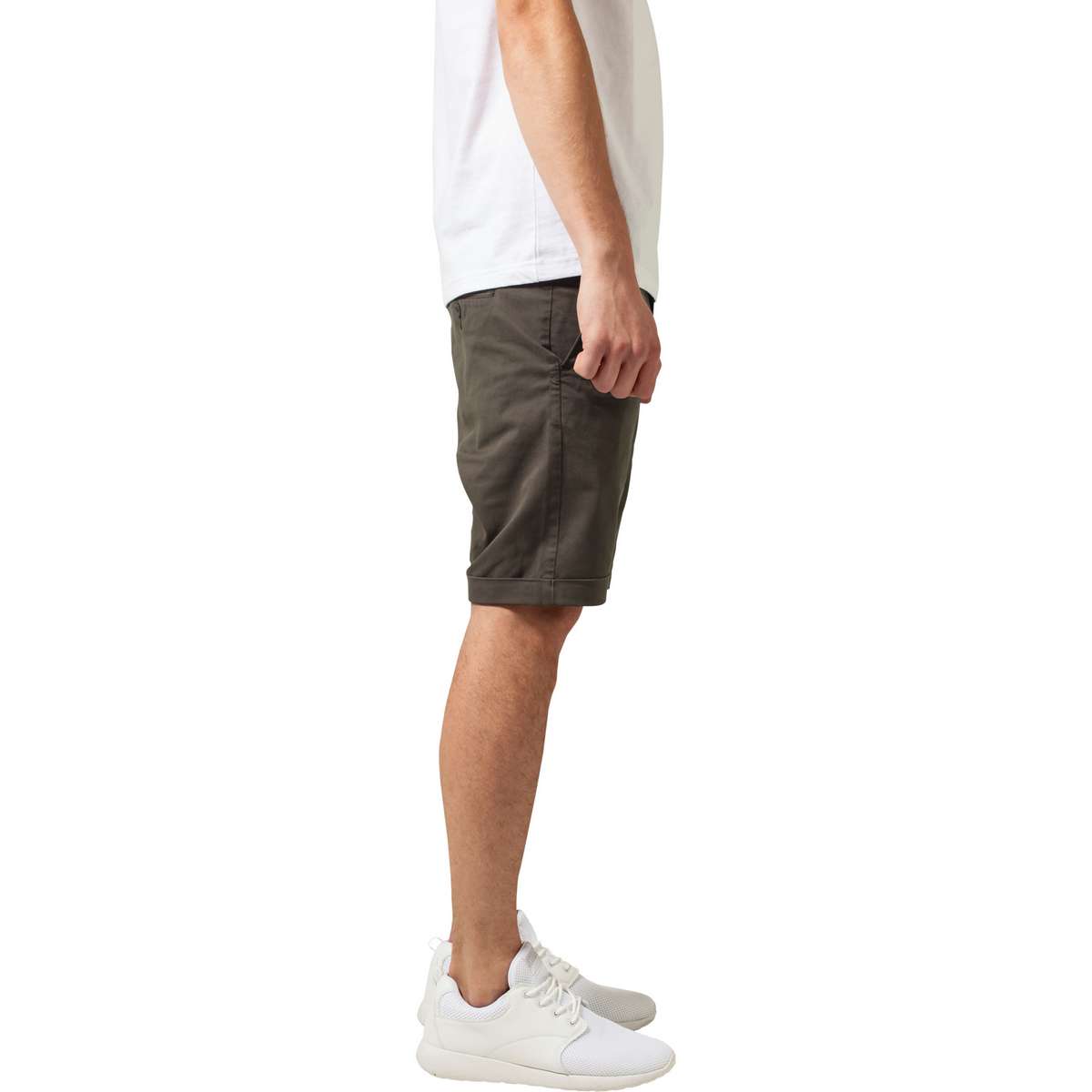URBAN CLASSICS MEN’S REGULAR FIT COTTON STRETCH TURNUP CHINO SHORTS TB1264 DARK OLIVE
