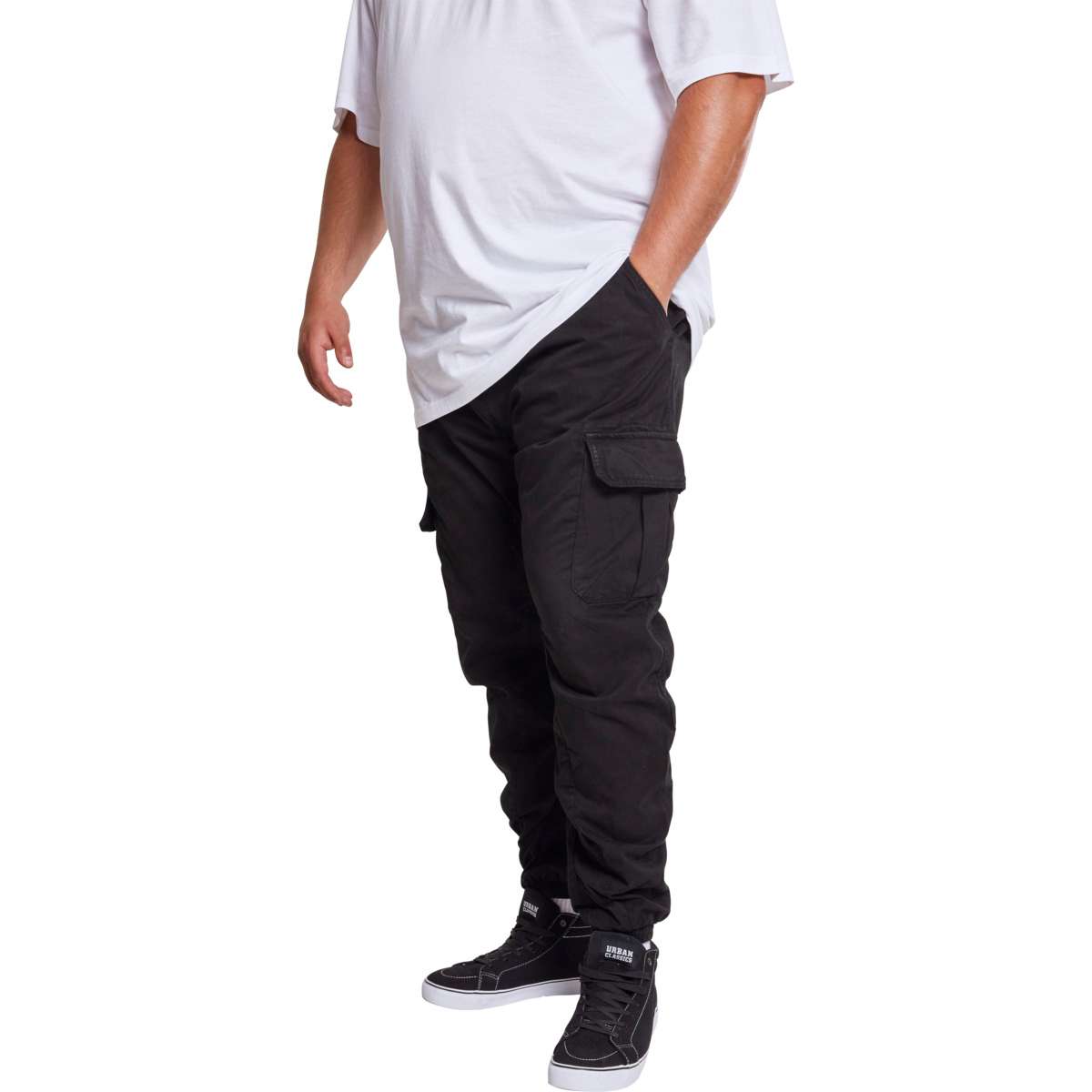 URBAN CLASSICS MEN΄S REGULAR FIT COTTON CARGO JOGGING PANTS TB1268 BLACK