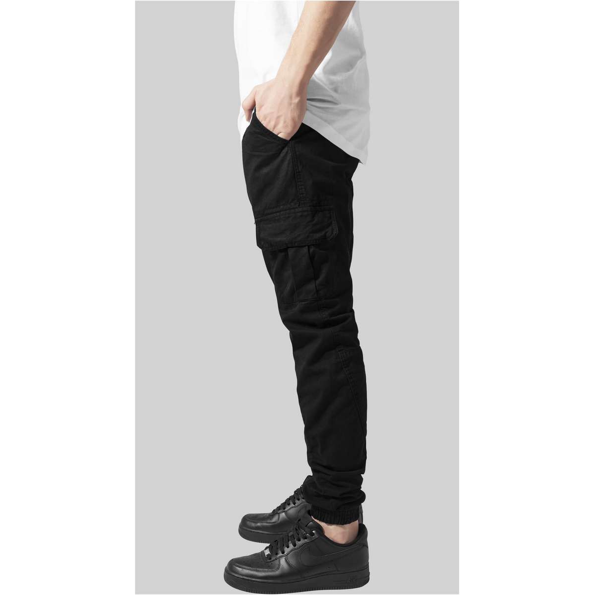 URBAN CLASSICS MEN΄S REGULAR FIT COTTON CARGO JOGGING PANTS TB1268 BLACK