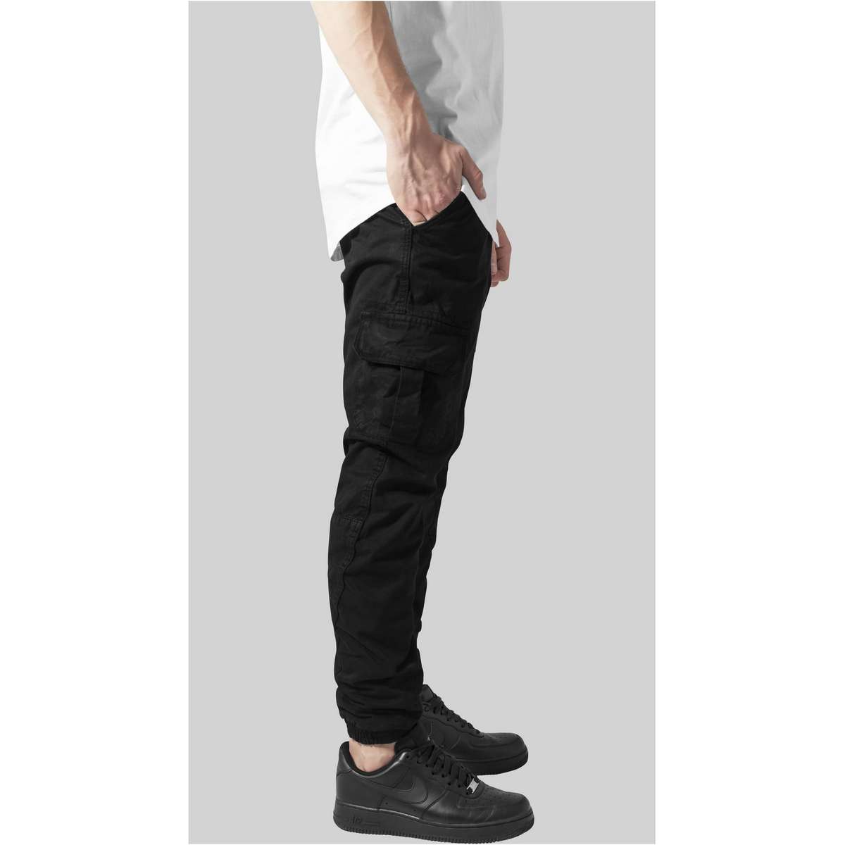 URBAN CLASSICS MEN΄S REGULAR FIT COTTON CARGO JOGGING PANTS TB1268 BLACK
