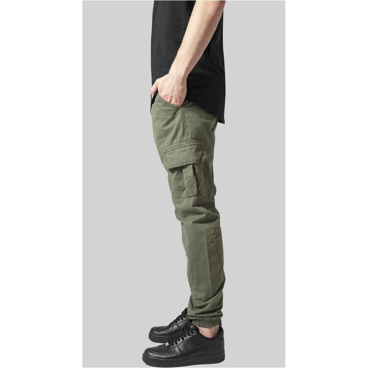 URBAN CLASSICS MEN΄S REGULAR FIT COTTON CARGO JOGGING PANTS  TB1268 OLIVE