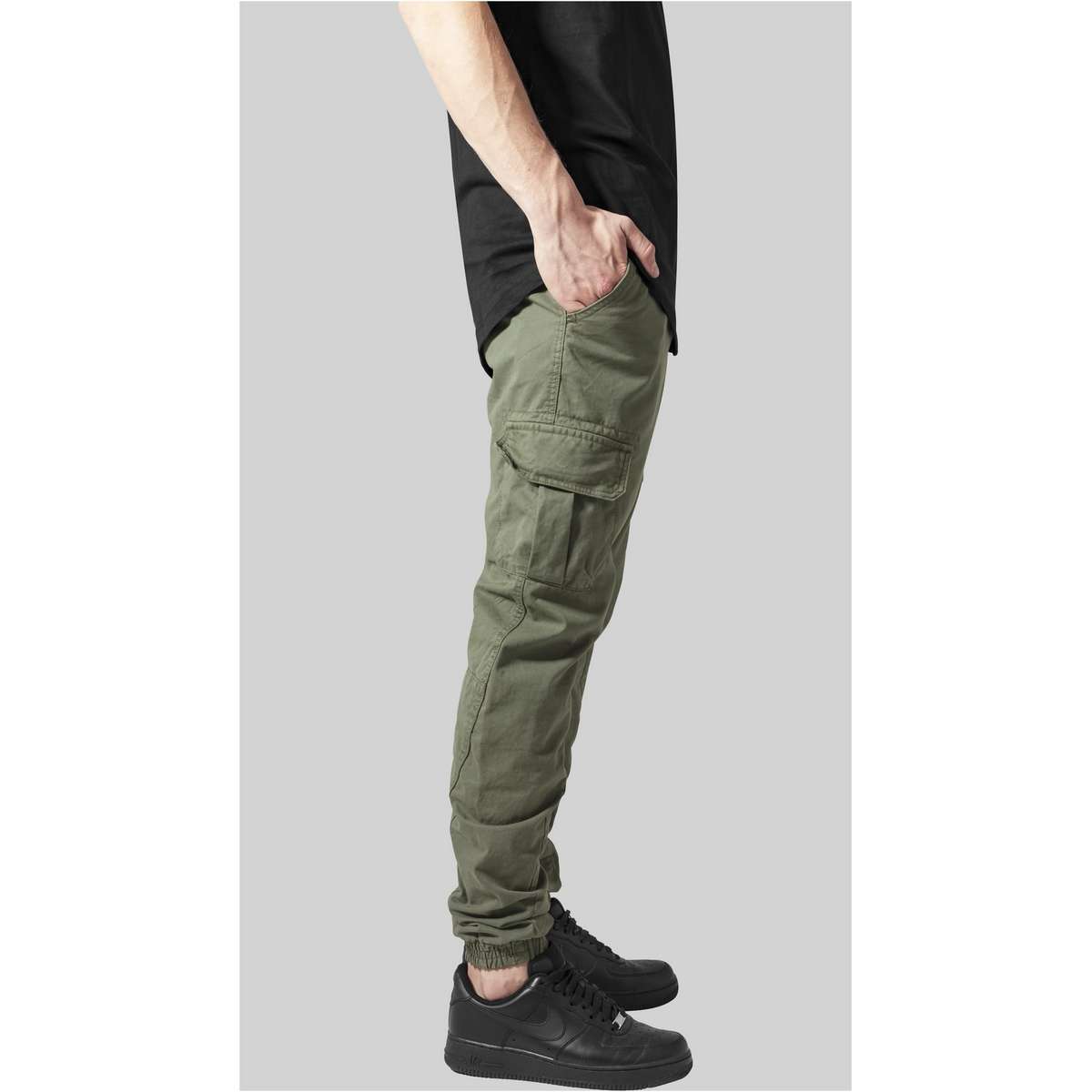 URBAN CLASSICS MEN΄S REGULAR FIT COTTON CARGO JOGGING PANTS  TB1268 OLIVE