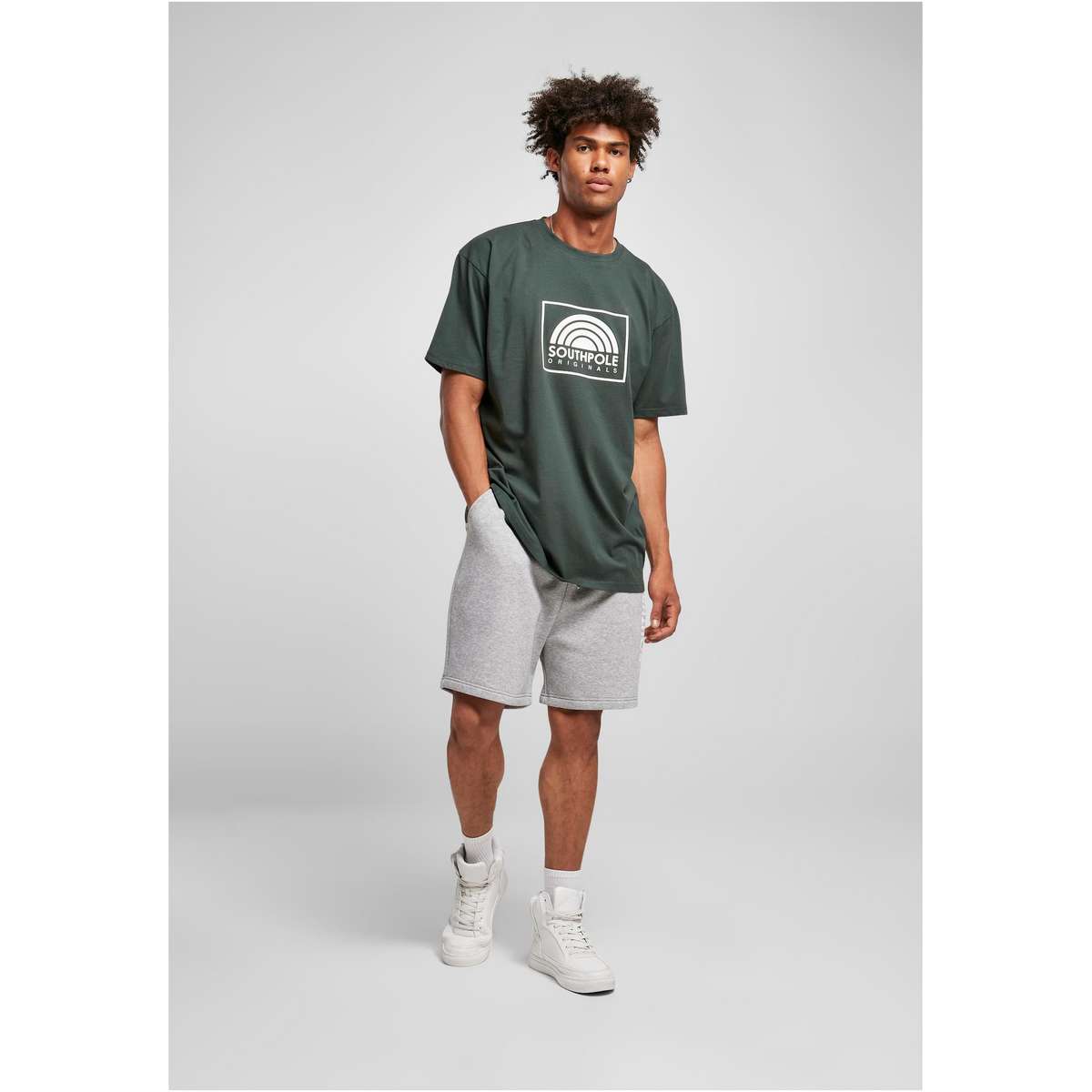 SOUTHPOLE MEN’S REGULAR FIT COTTON SQUARE LOGO TEE SP167 BOTTLEGREEN