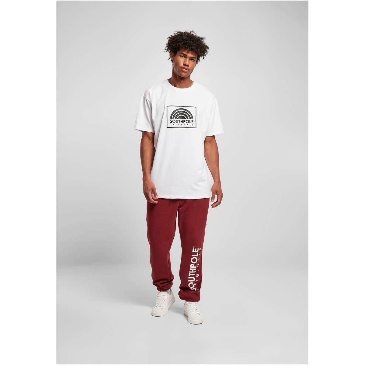 SOUTHPOLE MEN’S OVERSIZE FIT COTTON SQUARE LOGO TEE SP167 WHITE