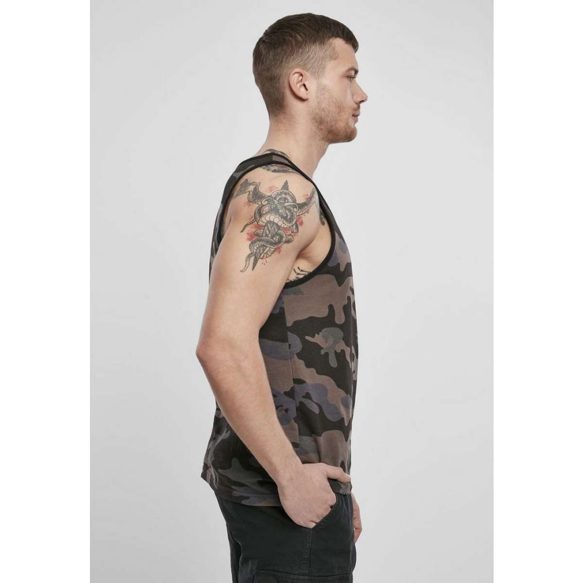 BRANDIT MEN’S REGULAR FIT COTTON TANK TOP BD4210 DARK CAMO