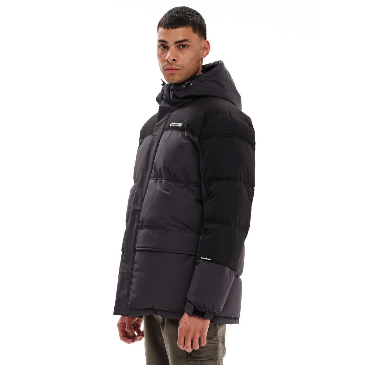 EMERSON MEN’S REGULAR FIT POLYESTER ΜΠΟΥΦΑΝ PUFFER ΜΕ ΚΟΥΚΟΥΛΑ 232.EM10.57 EBONY/BLACK