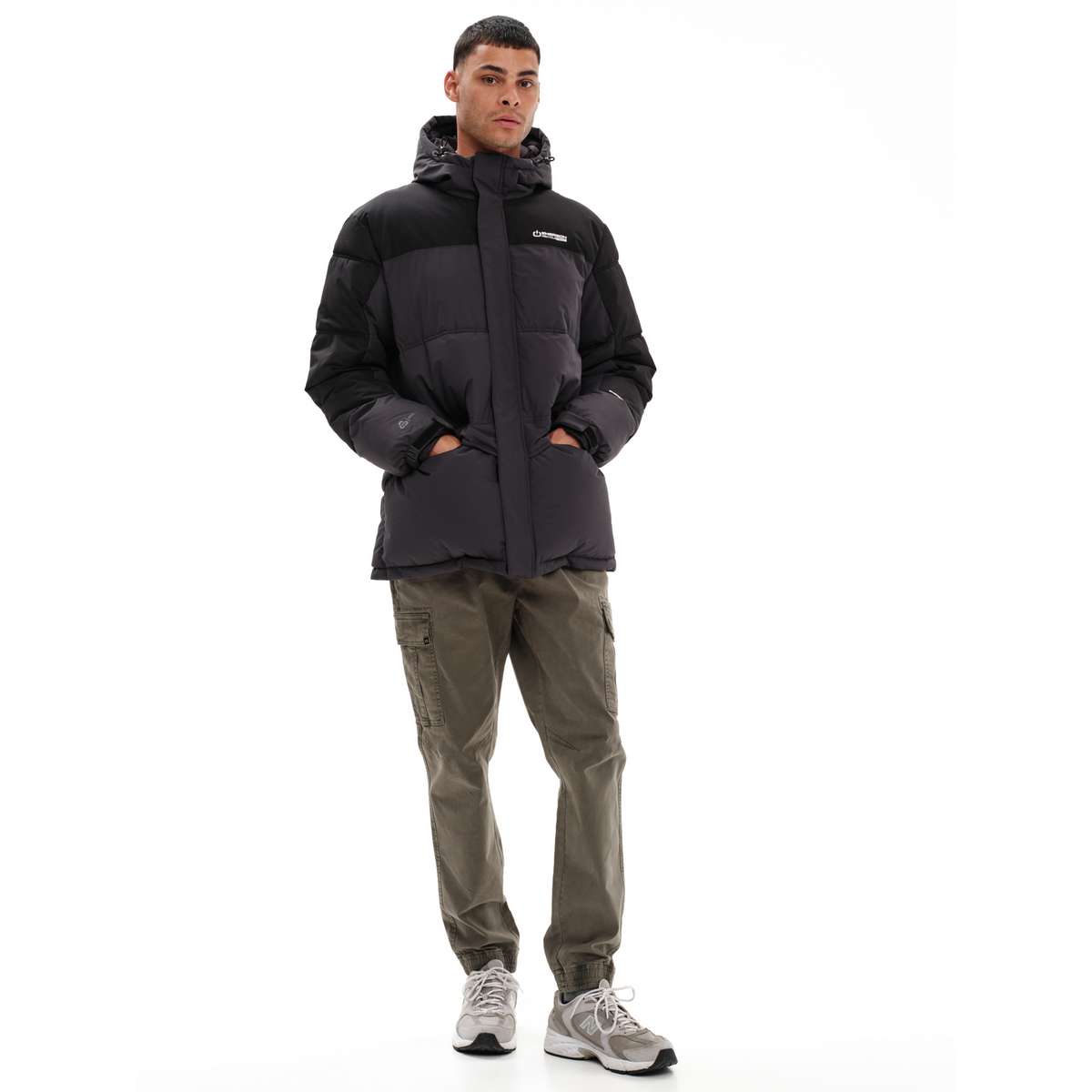 EMERSON MEN’S REGULAR FIT POLYESTER ΜΠΟΥΦΑΝ PUFFER ΜΕ ΚΟΥΚΟΥΛΑ 232.EM10.57 EBONY/BLACK