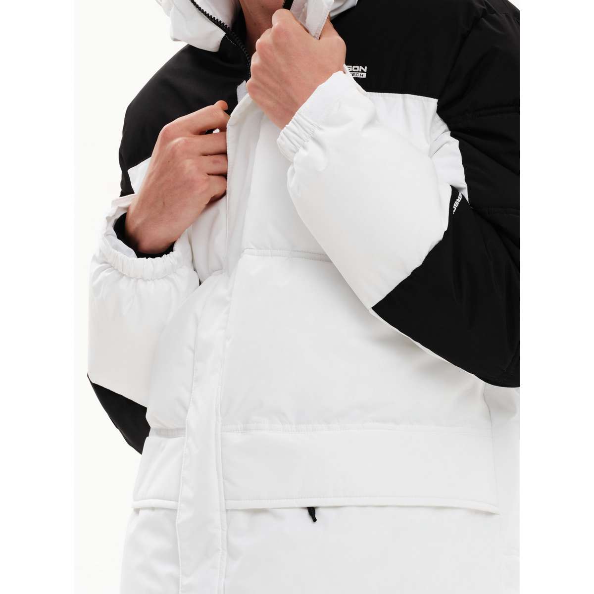EMERSON MEN’S REGULAR FIT POLYESTER ΜΠΟΥΦΑΝ PUFFER ΜΕ ΚΟΥΚΟΥΛΑ 232.EM10.57 WHITE/BLACK