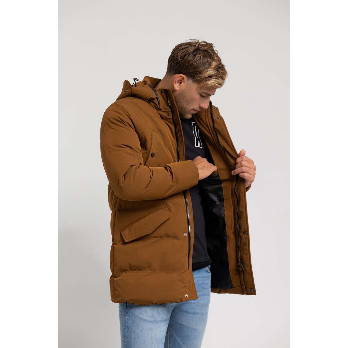 MANAGER MEN’S REGULAR FIT POLYESTER ΜΠΟΥΦΑΝ PUFFER BROWN