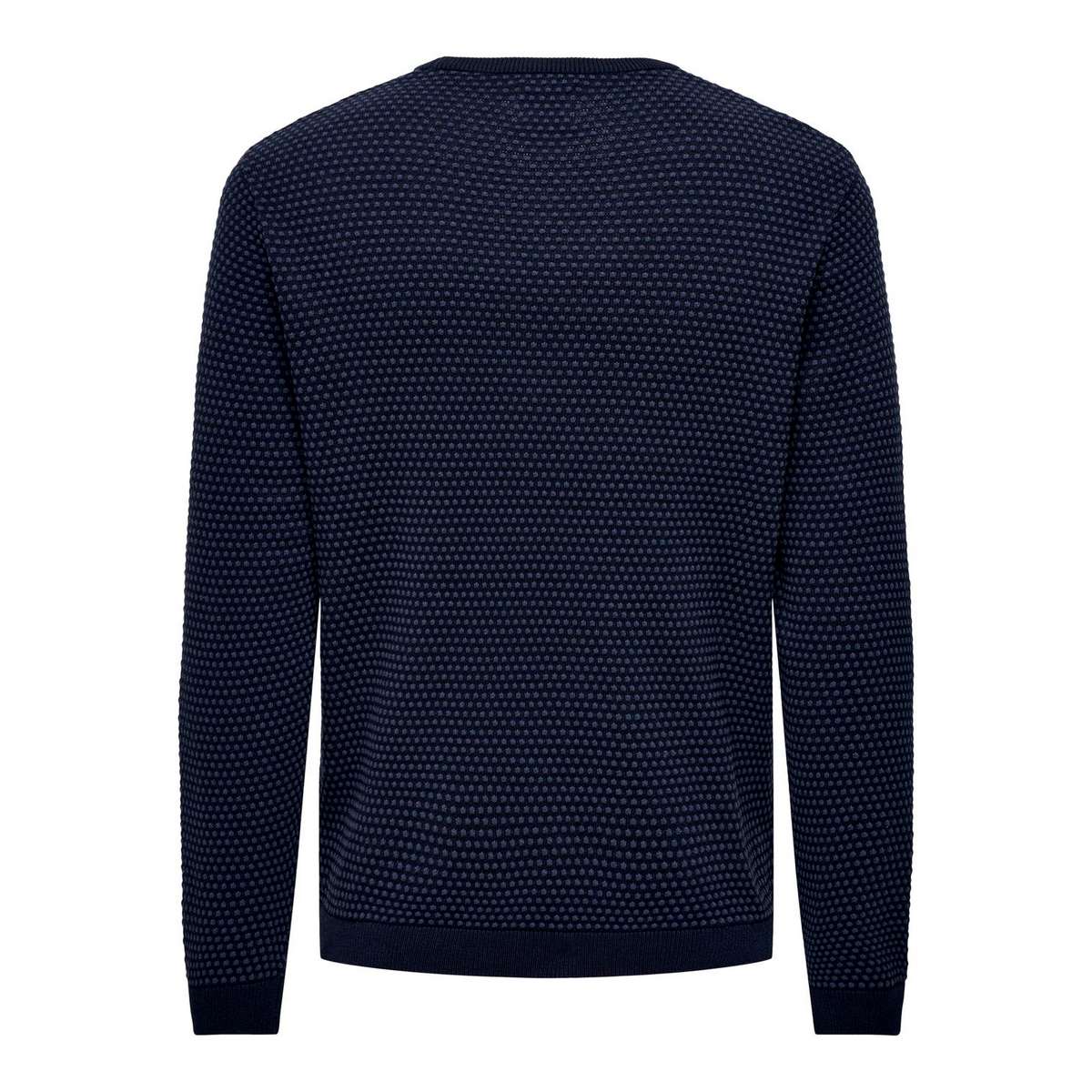 ONLY & SONS MEN’S REGULAR FIT COTTON CREW KNIT MOOD INDIGO DOTS 22027602 NAVY BLAZER