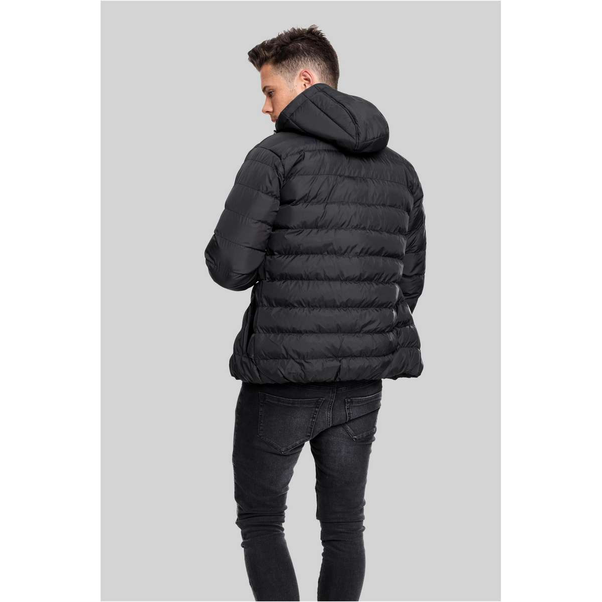 URBAN CLASSICS MEN’S REGULAR FIT POLYESTER BASIC BUBBLE JACKET BLACK