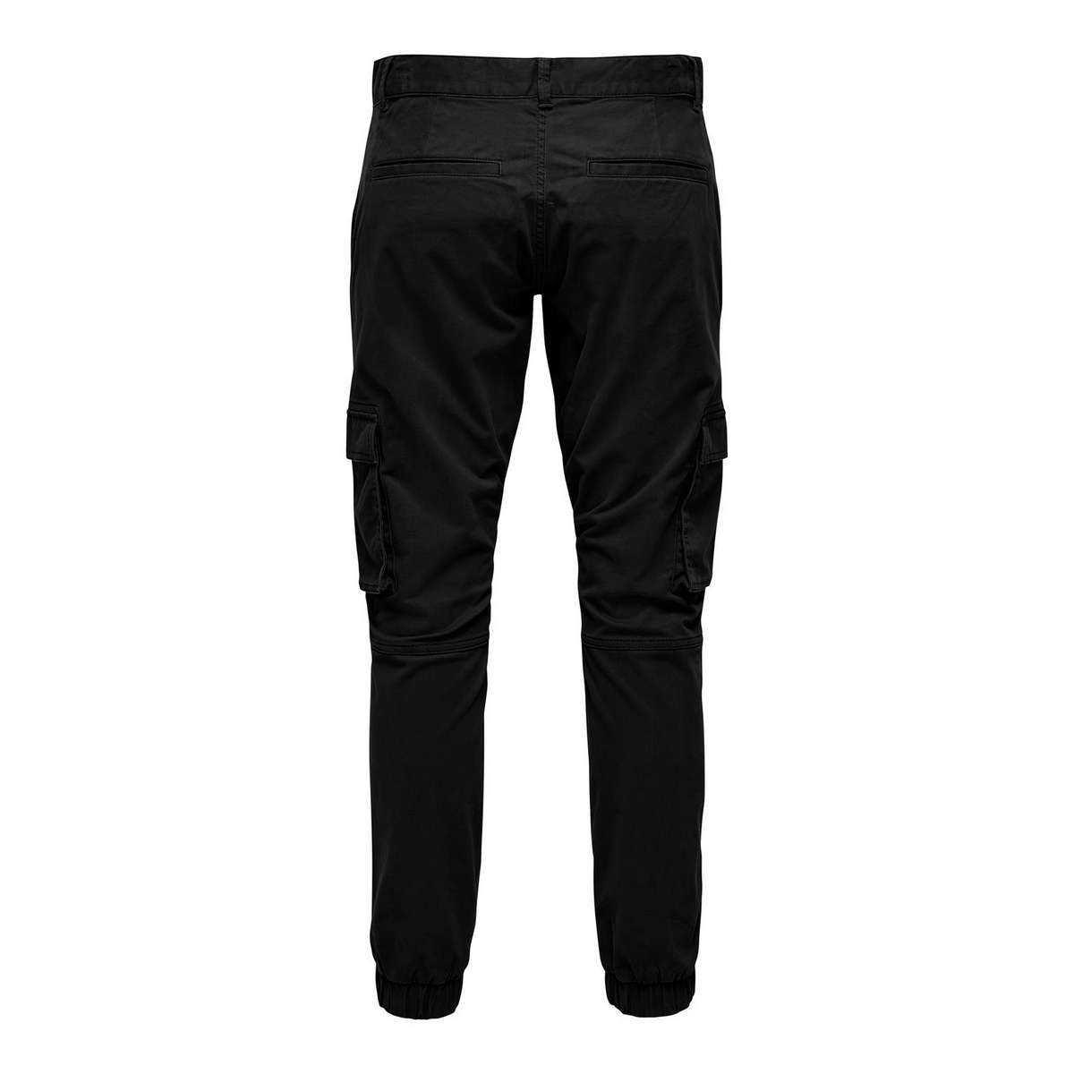 ONLY & SONS MEN΄S TAPERED FIT COTTON ELASTICATED HEMS TROUSERS 22016687 BLACK - Μαύρο - W28 L32