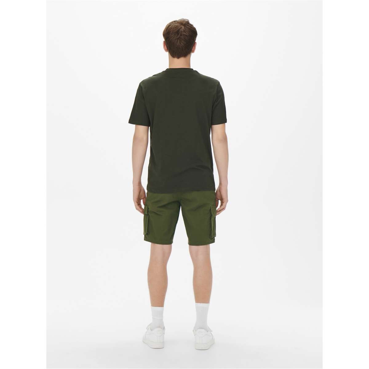 ONLY & SONS MEN’S REGULAR FIT COTTON CARGO SHORTS 22016689 OLIVE NIGHT