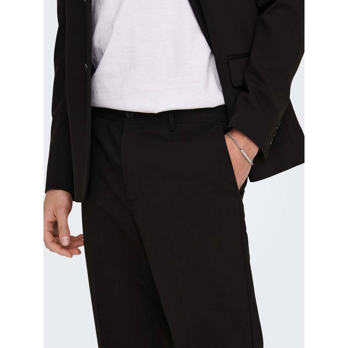 ONLY & SONS SLIM FIT TAILORED TROUSERS 22026271 BLACK - Μαύρο - 52