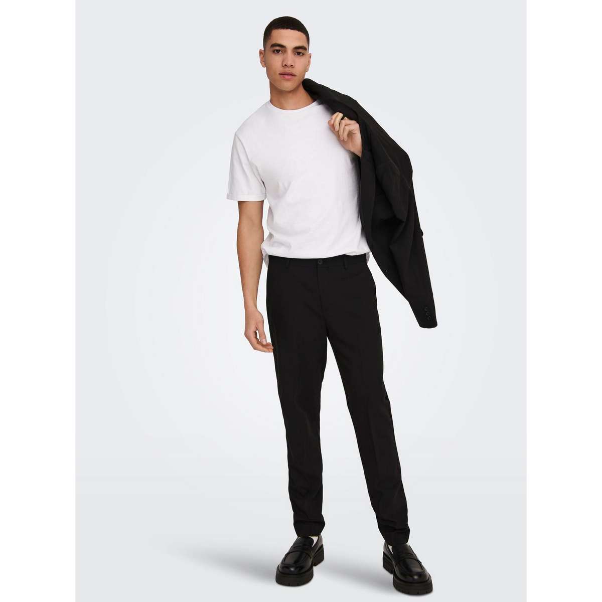ONLY & SONS SLIM FIT TAILORED TROUSERS 22026271 BLACK - Μαύρο - 52