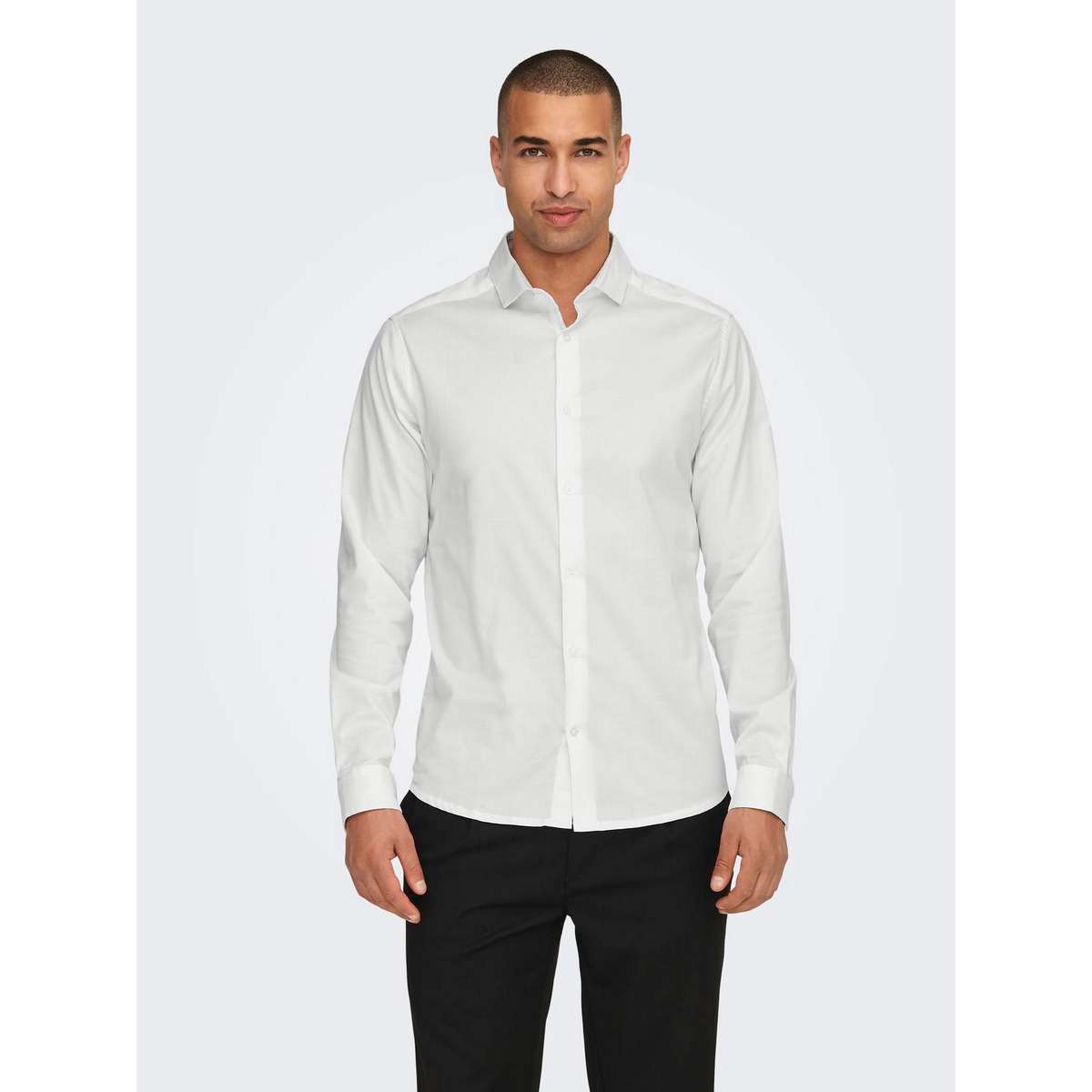 ONLY & SONS MEN΄S JORDAN LIFE COTTON SLIM FIT TWILL LS SHIRT 22029760 WHITE