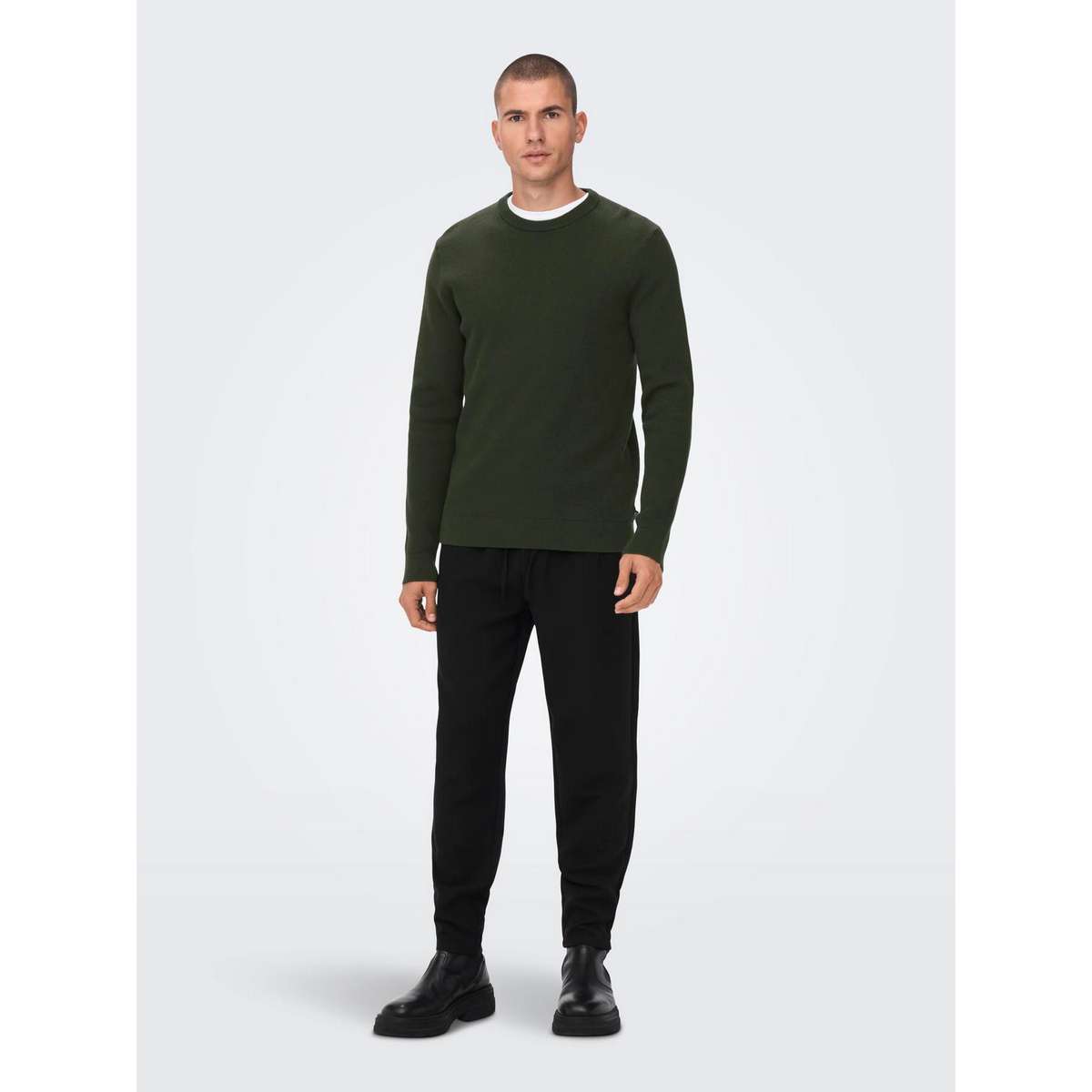 ONLY & SONS MEN΄S REGULAR FIT COTTON CREW NECK PULLOVER 22022855 ROSIN / GREEN