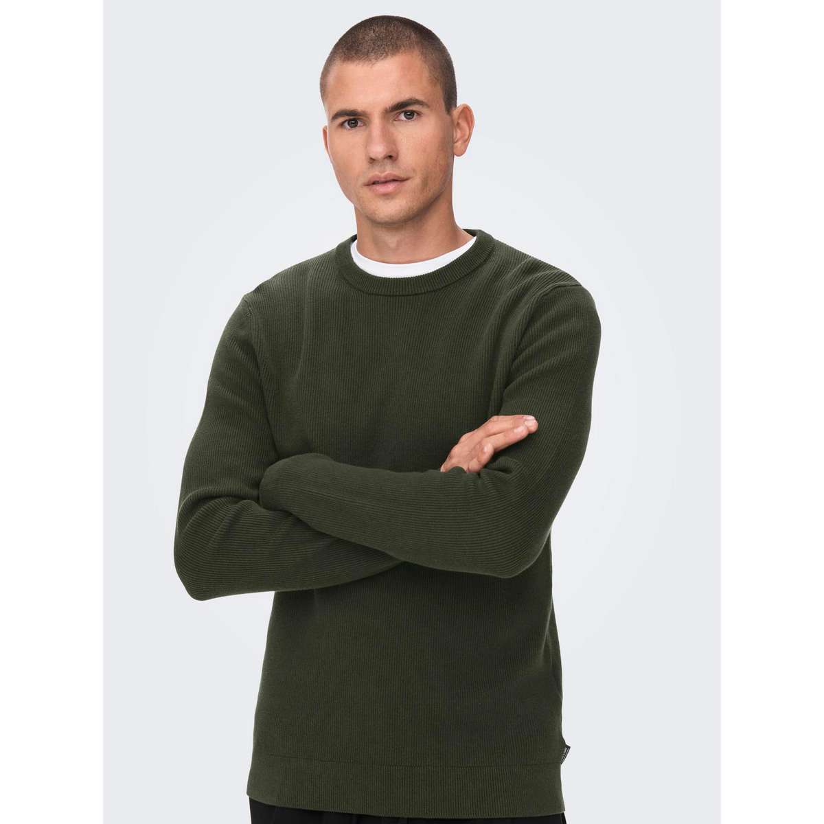 ONLY & SONS MEN΄S REGULAR FIT COTTON CREW NECK PULLOVER 22022855 ROSIN / GREEN